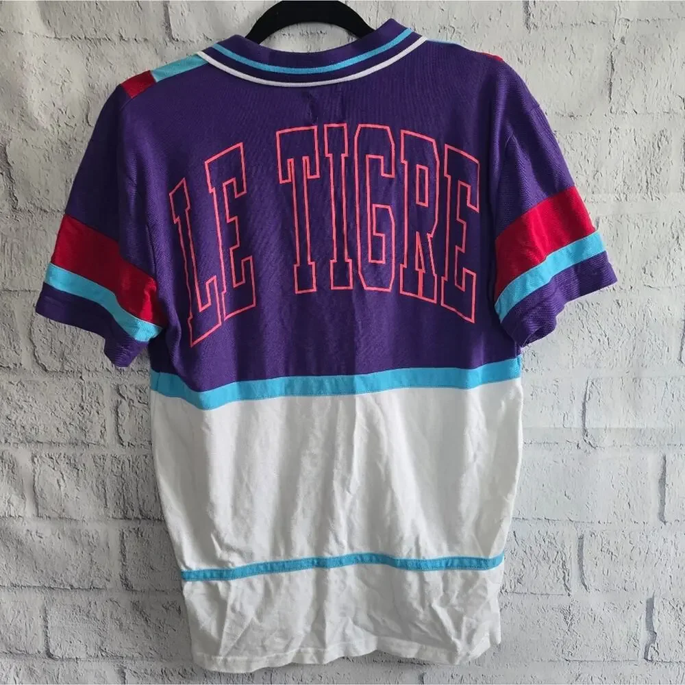 Le Tigre USA Men's Retro Purple And Blue Polo Shirt Medium - Picture 3 of 10